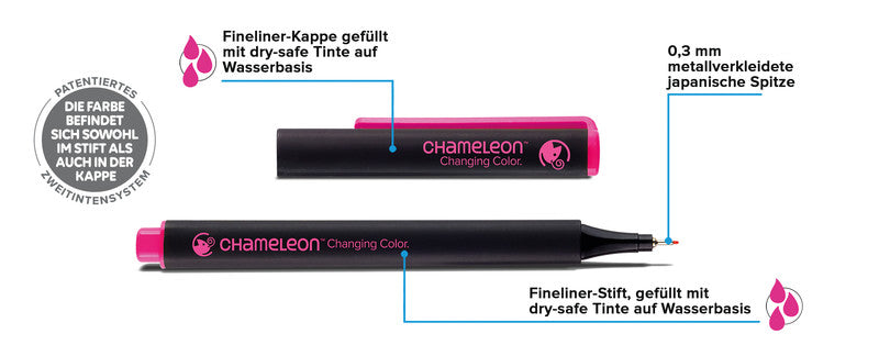 Chameleon Fineliner – 6er-Set – 0,3 mm – 6 Farben – sortiert