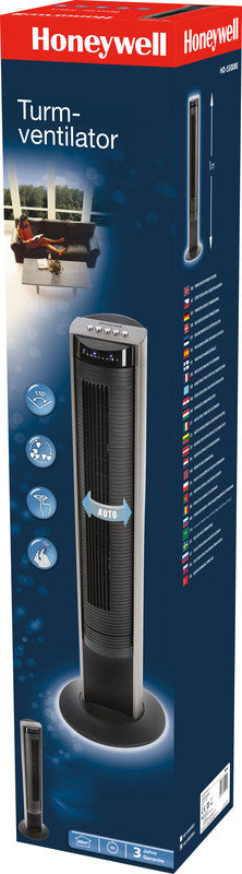 Honeywell Turmventilator HO-5500RE – 3 Stufen, Oszillation, mit Fernbedienung, Timer, 40 W, 58,0 dB