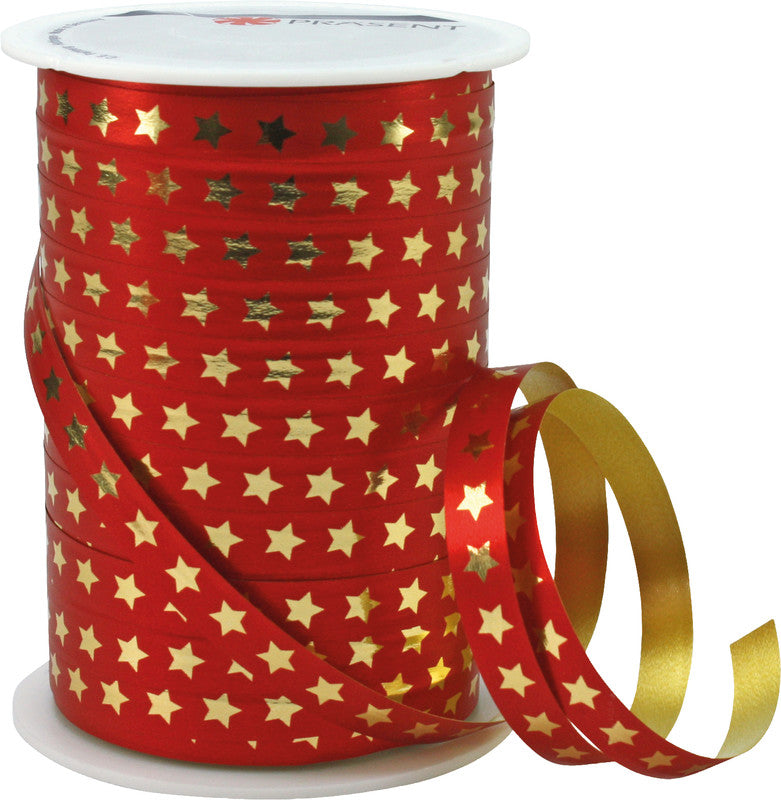 Präsent Geschenkband Christmas Star – Rainbow – Kunststoff – 10 mm × 100 m – Weiss/Silber