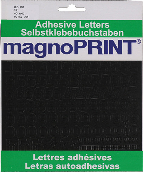 Magnoprint Schmucketiketten – Motiv Zahlen 0–9 – Folie, permanent haftend, 12,5 mm