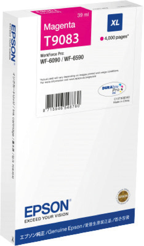 Epson Tintenpatrone C13T908340, Magenta, 4'000 Seiten – für Inkjetdrucker/Multifunktionsgeräte
