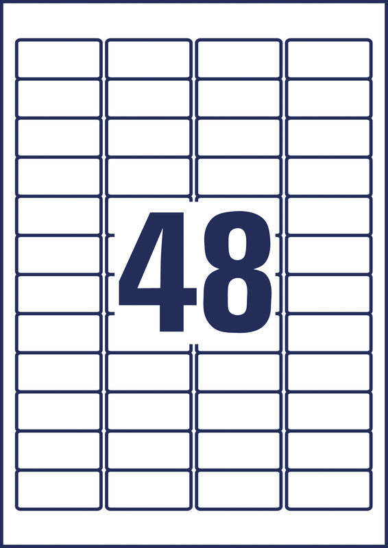 Avery Drucketiketten, 46 mm × 21 mm, weiss, Papier, wiederablösbar, Packung 100 Blatt (4'800 Etiketten)