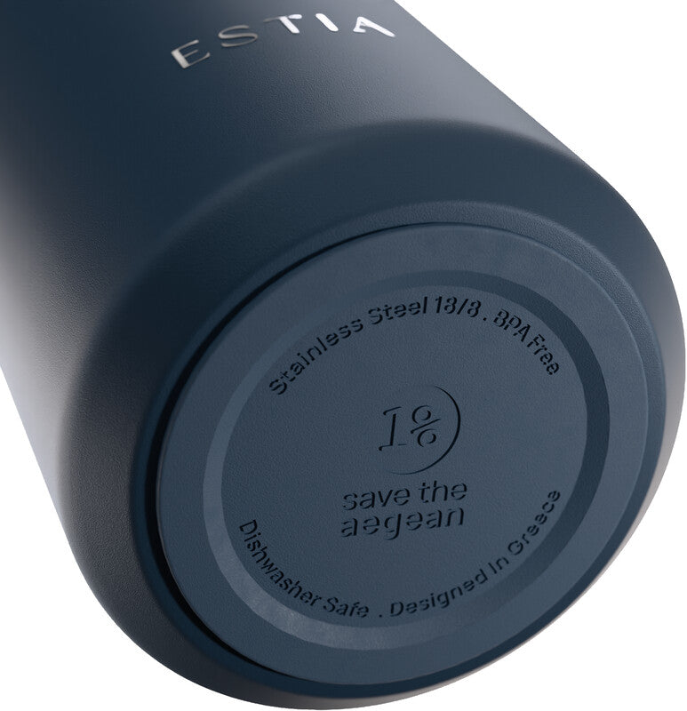Estia Flow Isolierflasche 500 ml – Doppelwandig 12 h Heiss / 24 h Kalt, Edelstahl, Schraubdeckel, Indigo