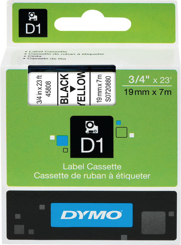 DYMO Schriftband – 19 mm × 7 m, gelb, schwarz – für DYMO POCKET, Dymo 1000+, 2000 und andere