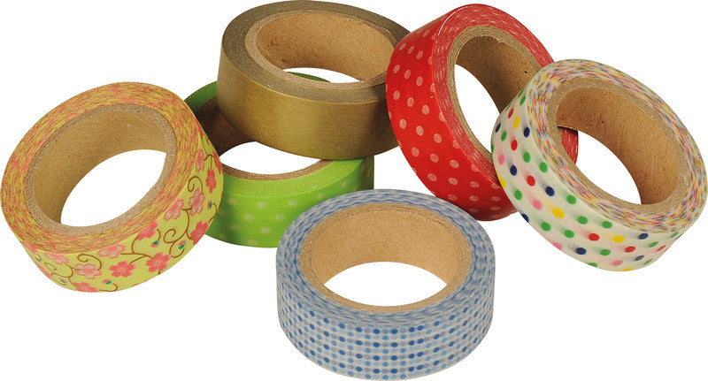 Folia Washi Tape – wiederablösbar, beschriftbar, Papier, 15 mm × 10 m, rote Herzen