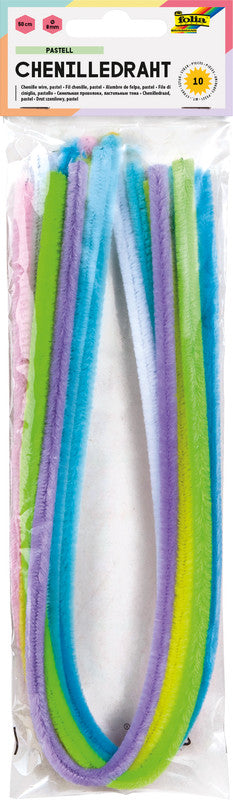 Folia Pfeifenputzer – pastell sortiert – 50 cm, Ø 8 mm, 10 Stück