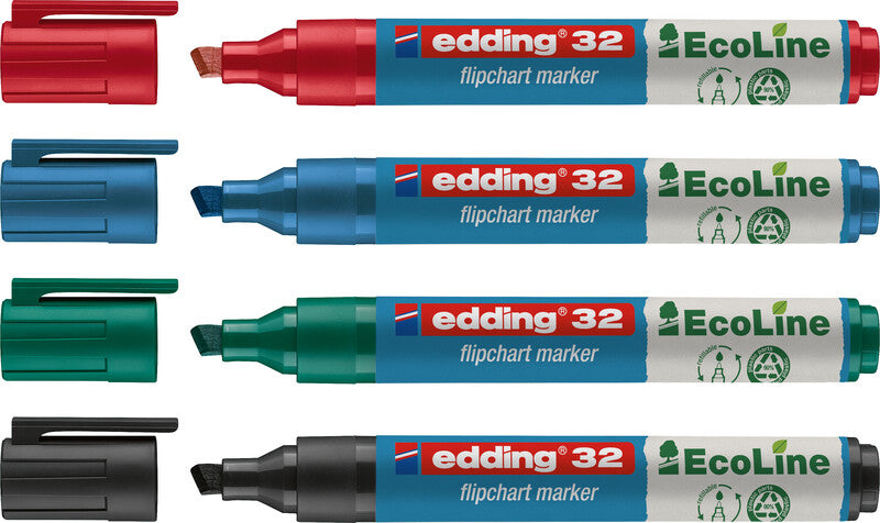 Edding Flipchart-Marker 32 EcoLine – Keilspitze 1,5-5 mm – Schwarz – Nachfüllbar