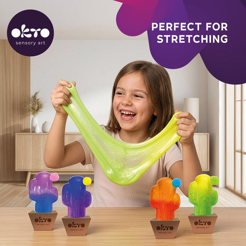 Okto sensory art Slime Kaktus – H 7,5 × Ø 5,0 cm, 90 ml – ab 3 Jahren – Kunststoff – mehrfarbig