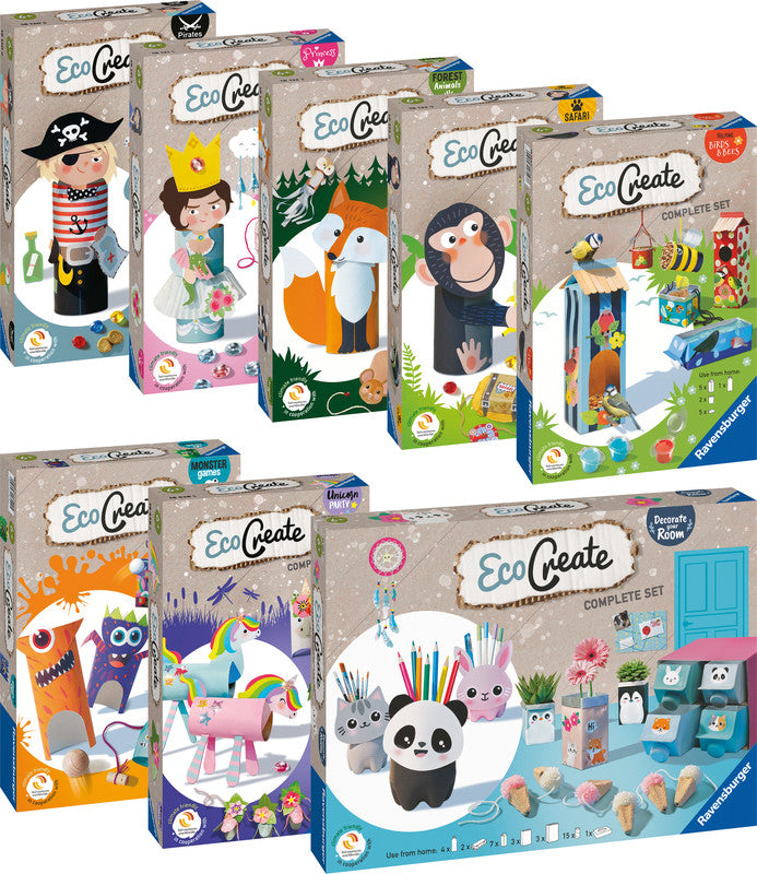 Ravensburger Bastelset EcoCreate Unicorn Party – ab 6 Jahren – Ausschneidebögen und Bastelzubehör