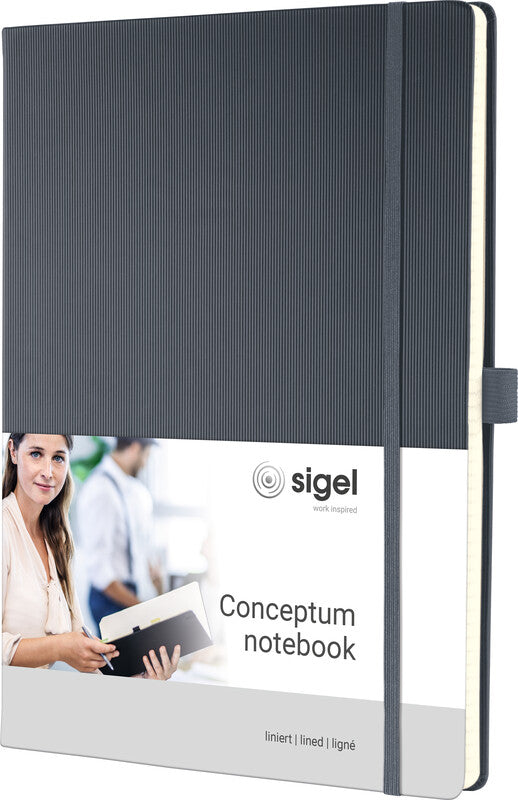 Sigel Notizbuch Conceptum, Fadenheftung, Hardcover, 194 Seiten, 20 Seiten perforiert, 80 g/m² – Dunkelgrau