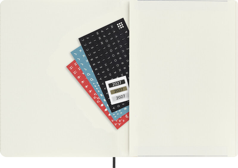 Moleskine Softcover Schüleragenda – 1 Woche/1 Seite, gebunden, 19 × 25 cm, 18 Monate Juli–Dezember, Schwarz, FSC
