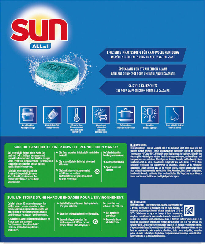 Sun All in 1 Complete Spülmaschinentabs – für Geschirrspüler – 81 Tabs