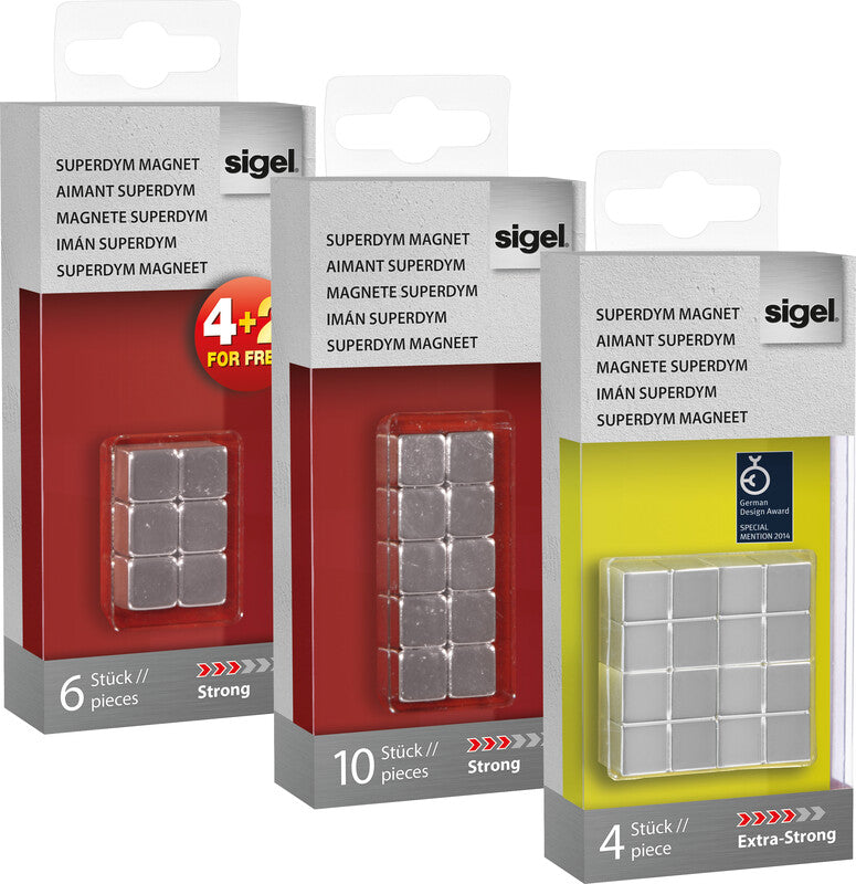 Sigel Magnetwürfel – Stahl, Silber, Cube Artverum SuperDym, 20 × 20 × 20 mm, 1 Stück