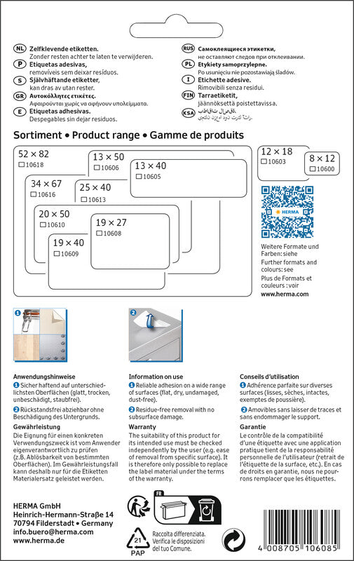 HERMA Schuletiketten – 19×27 mm, Abgerundete Ecken, 720 Stk, 24 Bogen, Papier, Ablösbar