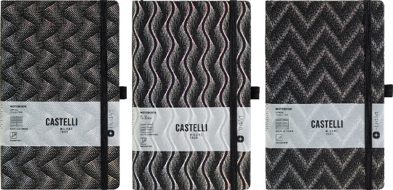 Castelli Notizbuch – A5 – liniert – 192 Seiten – 80 g/m² – gebunden, Gummiband, Stiftschlaufe – mehrfarbig