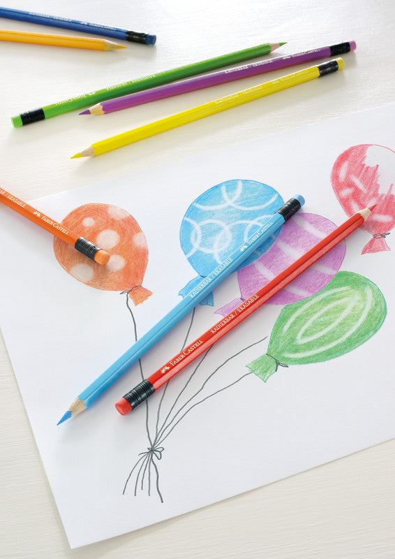 Faber-Castell Buntstifte – 12 Farben, im Kartonetui, mit Radierer, Ø 3 mm, sechskantig, FSC