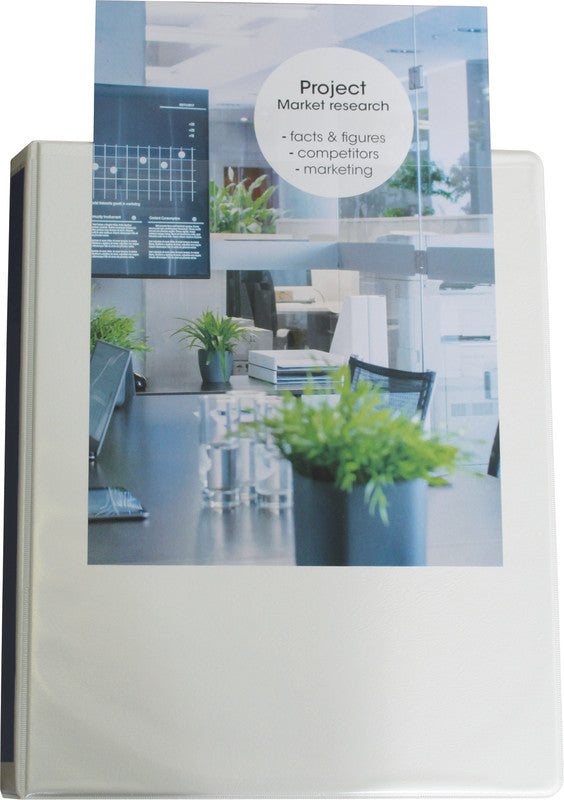 Q-connect Zeigebuch – A5 Hochformat – 2-Ring O-Ring-Mechanik, Ø 25 mm, Rücken 46 mm – Weiss, mit Sichttasche