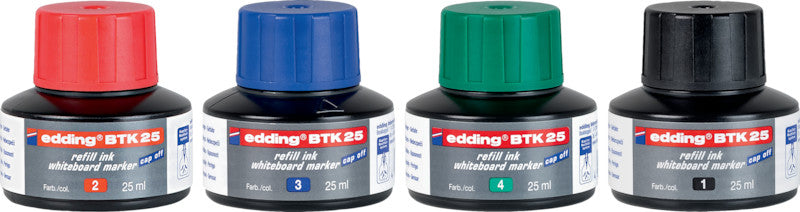 Edding Nachfüllfarbe für Edding 250, 28, 29 + 3 weitere – schwarz, löschbar, 25 ml