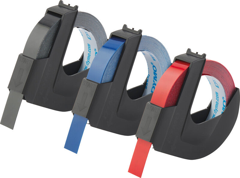 DYMO Schriftband – 9 mm × 3 m, glänzend rot, weiss
