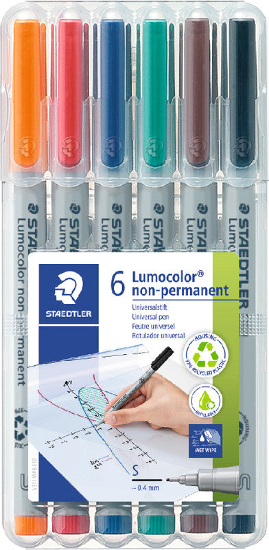 Staedtler Non-Permanent-Marker Lumocolor – superfein 0,4 mm – sortiert – 6er-Set – nachfüllbar