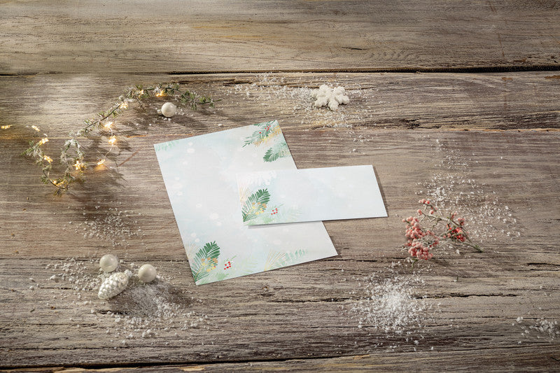 Sigel Weihnachts-Couvert C5/6 Weihnachtswald Aquarell, mehrfarbig, Nassklebung, 90 g/m² – 50 Stk.