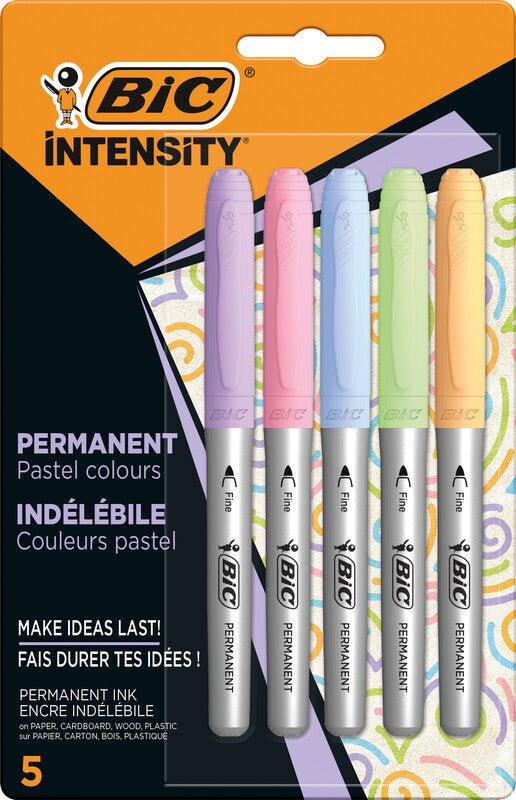BIC Permanent Marker – blau, grün, pink, violett, gelb, 5er Pack