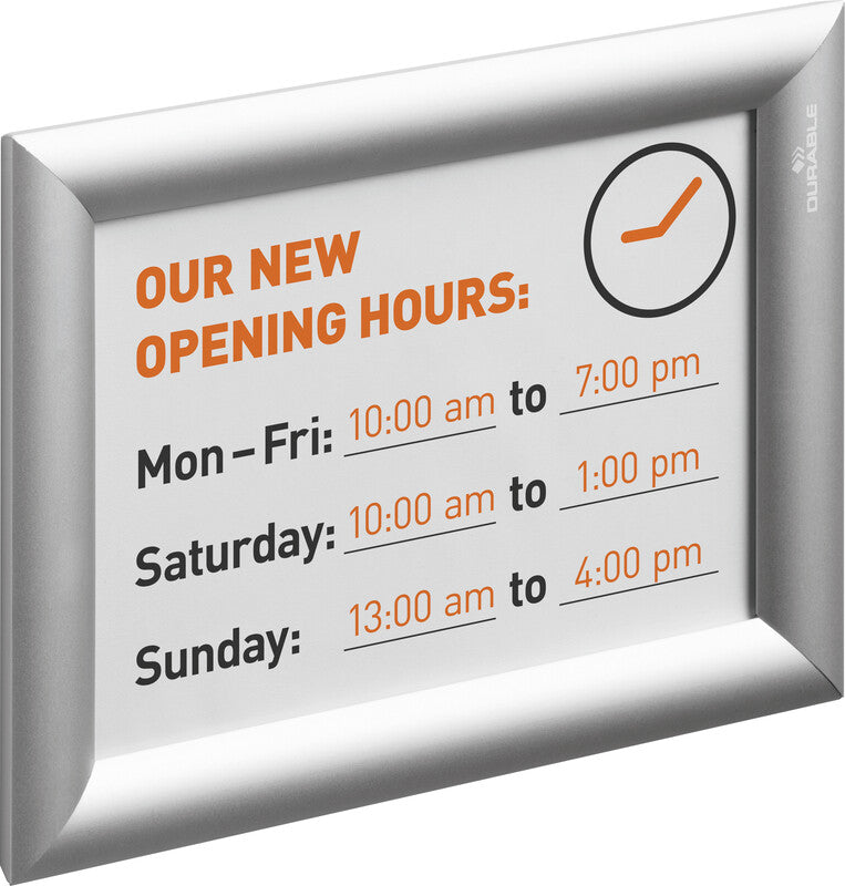 Durable Plakatrahmen – 179 × 240 mm, silber, Aluminium, für A5