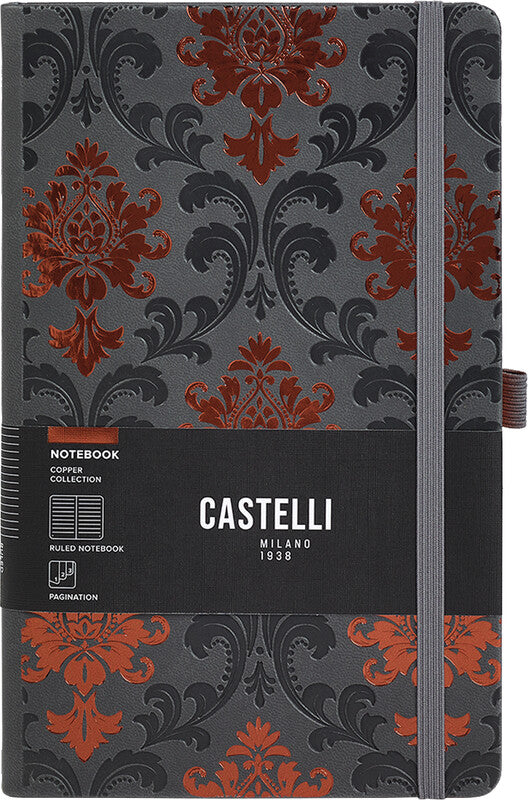 Castelli Notizbuch – A5 – Liniert – 192 Seiten – 80 g/m² – Gebunden, Gummiband, Stiftschlaufe – Mehrfarbig