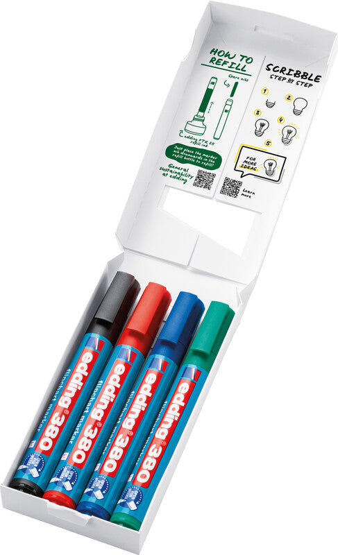 Edding Flipchart-Marker – Rundspitze 1-5 mm – 4er-Set – sortiert
