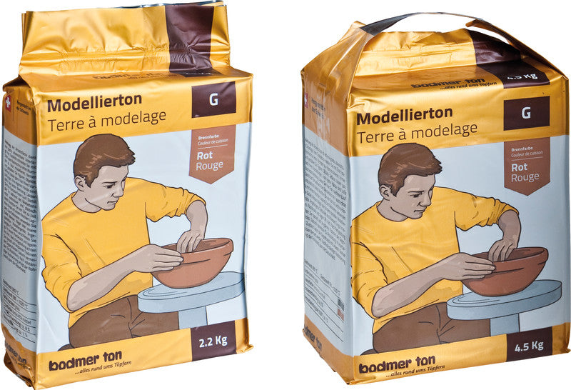 Bodmer ton Modellierton G – Rot – 2,2 kg – für Basteln