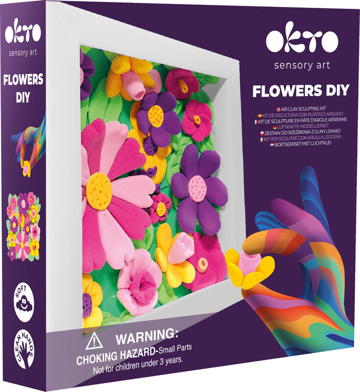 Okto sensory art 3D Kreativset – Knete-/Modelliermasse-Set Blumen – 15 × 15 cm – 8-teilig – ab 3 Jahren