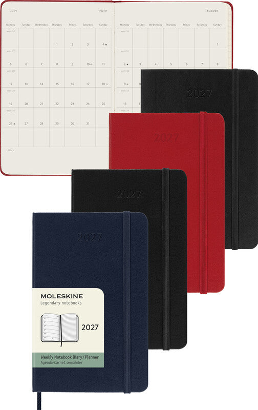Moleskine Wochenagenda – 1 Woche/1 Seite, gebunden, 9 × 14 cm, 2027, scharlachrot, FSC