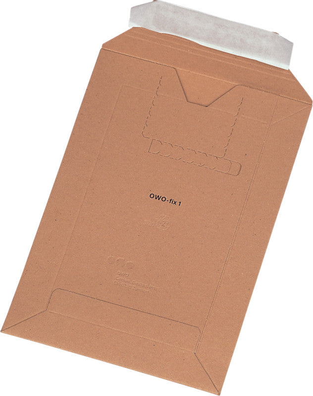 Swiss pac OWO-sifix Karton-Versandtasche – 225 × 315 × 10 mm, Karton, braun, selbstklebend, recyclingfähig