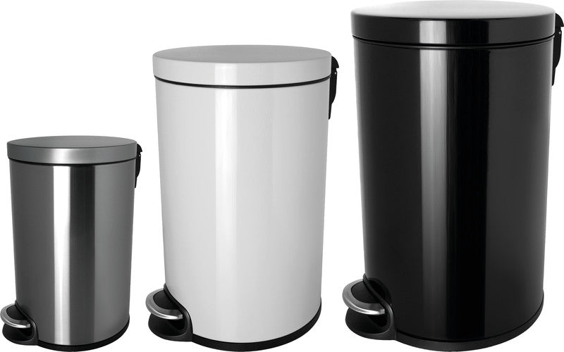 Helit Abfallcontainer – 20 l – mit Deckel – Edelstahl – Ø 293 × H 455 mm