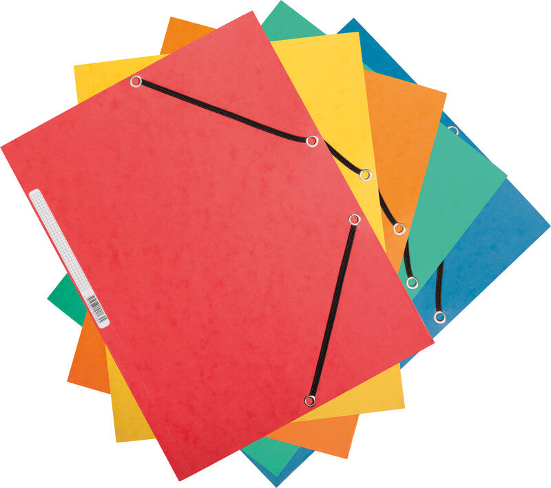 Q-CONNECT Sammelmappe für A4, Karton, farbig sortiert, mit Gummizug