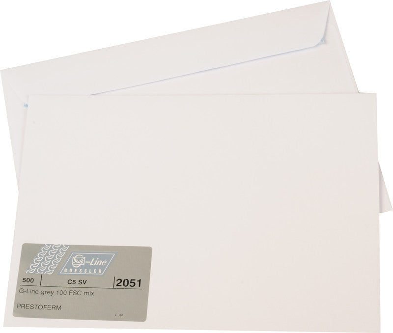 Goessler Couvert C5, Fenster rechts, Haftklebung, weiss, 100 g/m², mit Innendruck – 500 Stk.