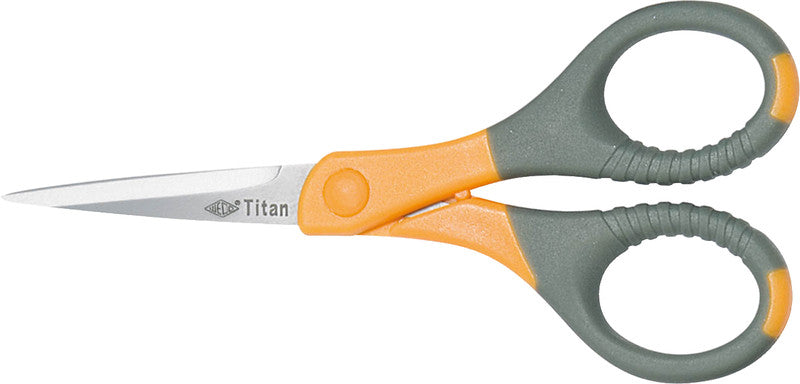 Wedo Universalschere – Edelstahl, titanbeschichtet, für Rechts- und Linkshänder, spitz, Kunststoff, grau