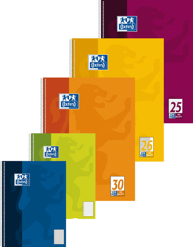 Elba Collegeblock, liniert, Spiralbindung, Karton, 80 Blatt, 6-fach gelocht, perforiert, 90 g/m² – hellgrün
