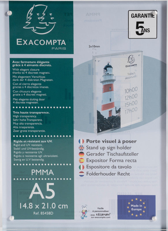 Exacompta Tischaufsteller – für A5 – magnetisch – transparent – Acryl