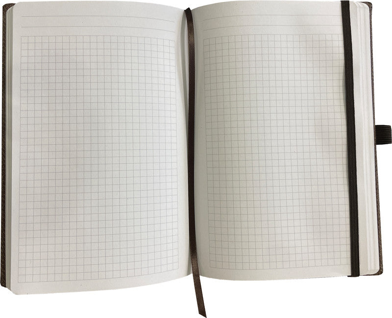 Denkzettel Notizbuch A5, kariert, gebunden, Hardcover, 192 Seiten, perforiert, 80 g/m² – dunkelbraun