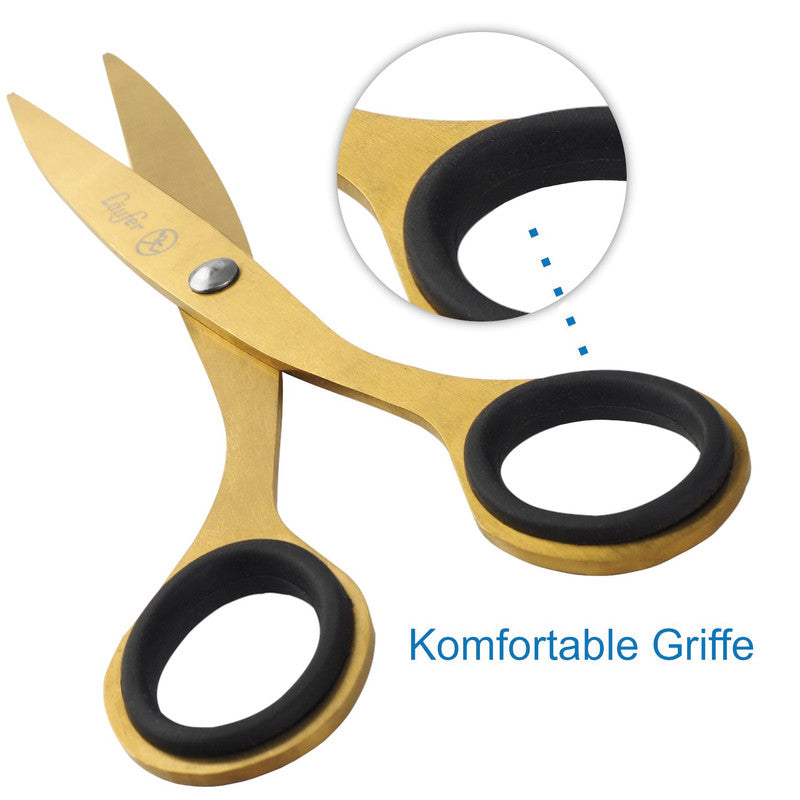 Laufer Universalschere – 17,0 cm, titanbeschichtet, spitz, Gummi, schwarz