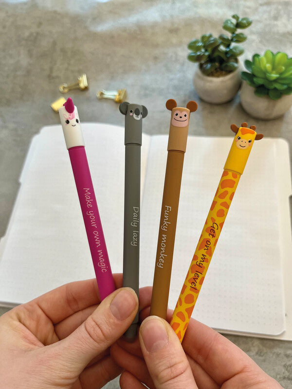 Eberhard Faber Animal Erase It Gelschreiber – Blau, 0,7 mm, radierbar, Kappe, nachfüllbar
