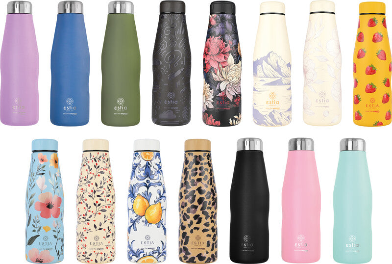 Estia Trinkflasche – 5 dl – Edelstahl, isoliert, Schraubverschluss, auslaufsicher, BPA-frei – Noir Echo