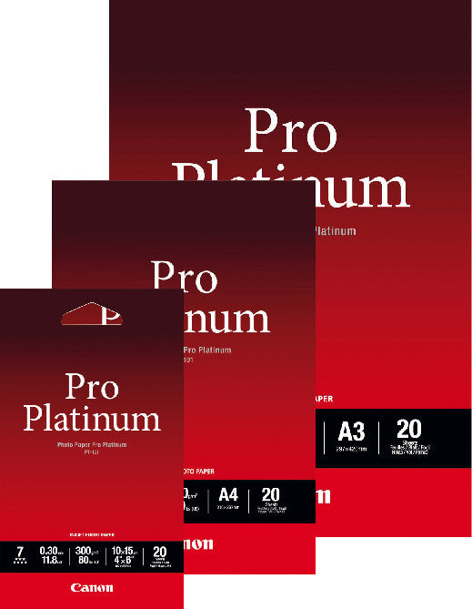 Canon Pro Platinum PT-101 Fotopapier – glänzend, A3, 300 g/m², 20 Blatt, einseitig – für Inkjet-Drucker