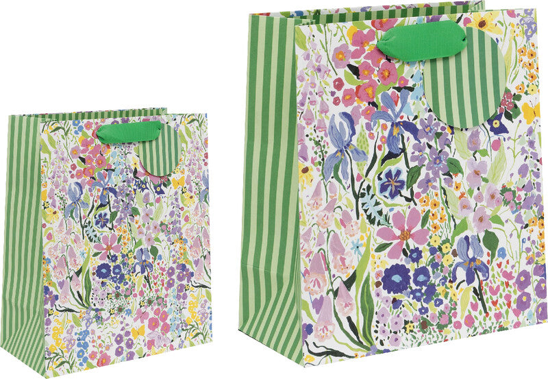 Glick Geschenktasche 'Garden Delight' – 20 × 10 × 22,5 cm, Papier, mit Satinband, Folienprägung, mehrfarbig