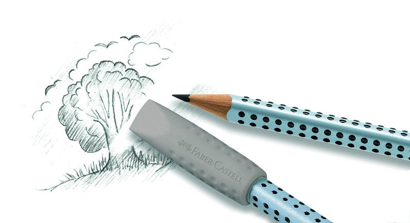 Faber-Castell Ersatzradierer Grip 2001 – für Bleistifte – 2er-Pack – Kunststoff – grau – 10 × 40 × 10 mm