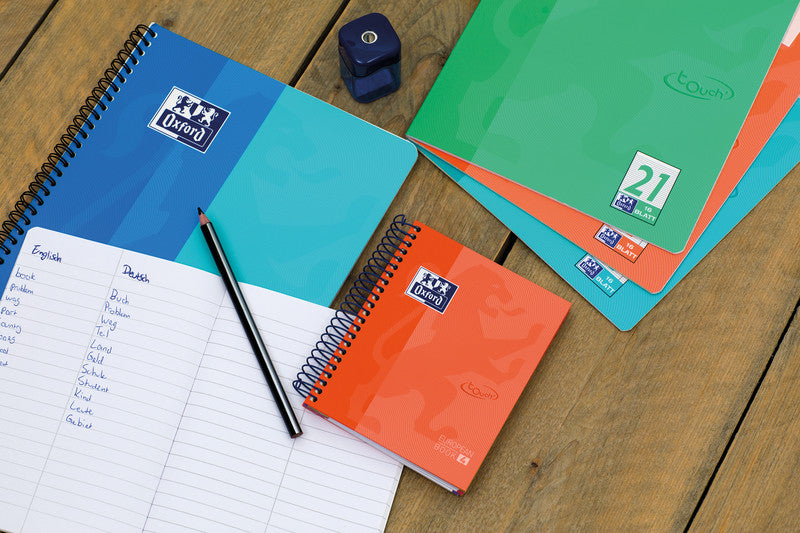 Oxford Collegeblock, Spiralbindung, 120 Blatt, 4-fach gelocht, perforiert, 90 g/m² – Beere, für SCRIBZEE App
