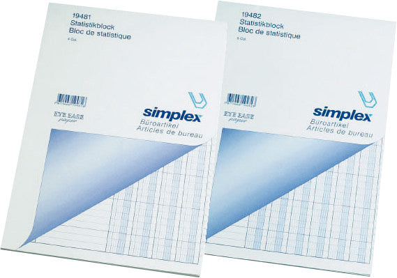 Simplex Statistikblock A4, liniert, Leimbindung, Karton, 50 Blatt, 100 g/m² – weiss