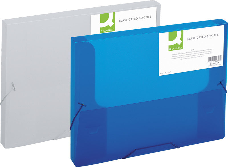 Q-connect Sammelmappe, für A4, Kunststoff, blau, mit Gummizug