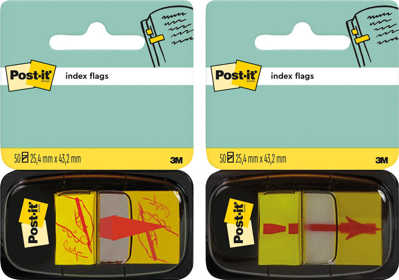 Post-it Register – 25,4 × 43,2 mm, Kunststoff, Gelb, mit Dispenser, Hier unterschreiben